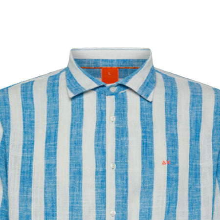 SUN68 BEACH Sun68 Beach - Shirt Fancy Stripe 1301 Turchese/bianco S33123 da uomo