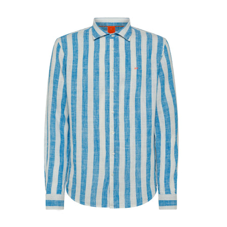 SUN68 BEACH Sun68 Beach - Shirt Fancy Stripe 1301 Turchese/bianco S33123 da uomo