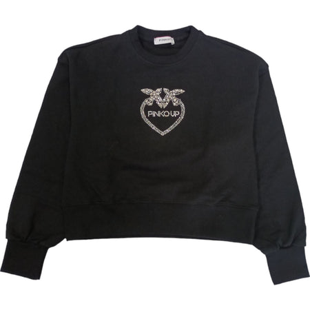 Pinko - Felpa Nera Logo Argento S4PIJGSW057 da bambino