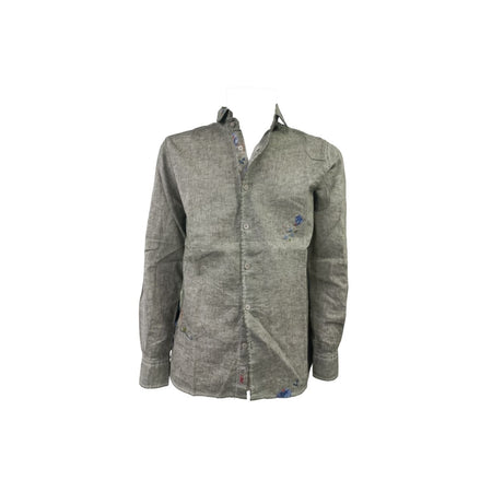 BOB Bob - Camicia Lino Collo Francia Militare R00403 da uomo