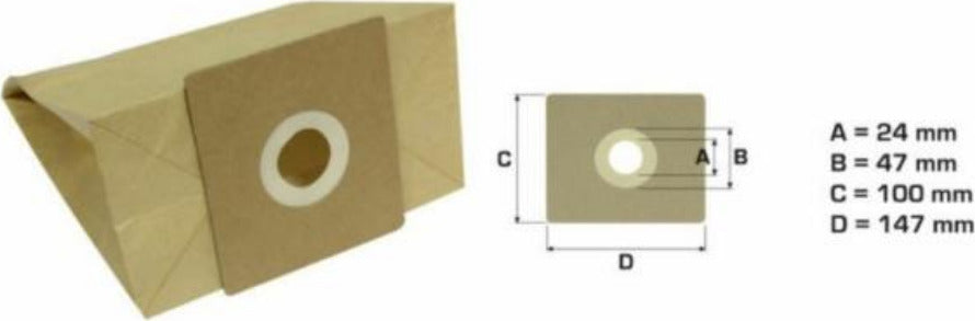 IMETEC - 5 SACCHETTI ASPIRAPOLVERE SERIE SMICROBO 1500W - 1700 W -ROLLY 1400W-  NS 271 Casa e cucina/Aspirapolvere e pulizia di pavimenti e finestre/Accessori per aspirapolvere/Sacchetti per aspirapolvere/Sacchetti per aspirapolvere verticale Rossi Ricambi - Venetico Marina, Commerciovirtuoso.it