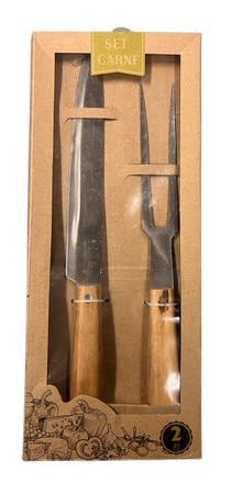 MASTER CASA - SET ACCESSORI CARNE FORCHETTONE E COLTELLO IN ACCIAIO
