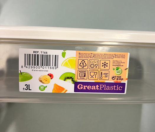 GREATPLASTIC CONTENITORE PER ALIMENTI RETTANGOLARE 30x20x7,5 CM