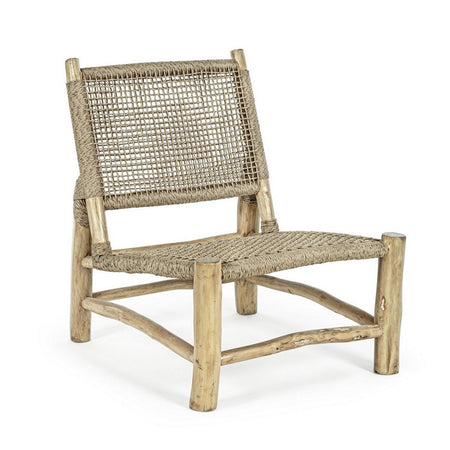 Poltrona "Lampok" con struttura in legno di teak, schienale con intreccio in fibra sintetica, per esterno