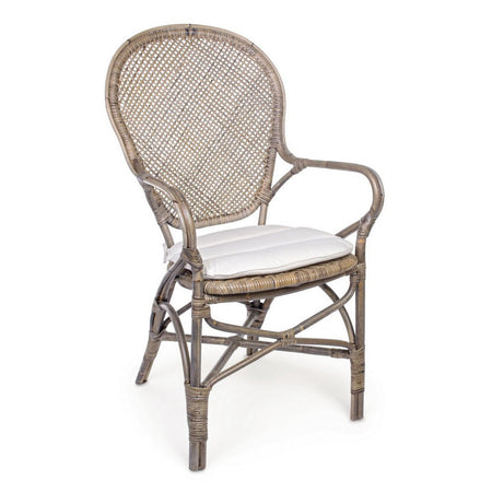 Sedia "Edelina" con rattan, per arredo interno con braccioli, 55 x 62 x h 96 cm