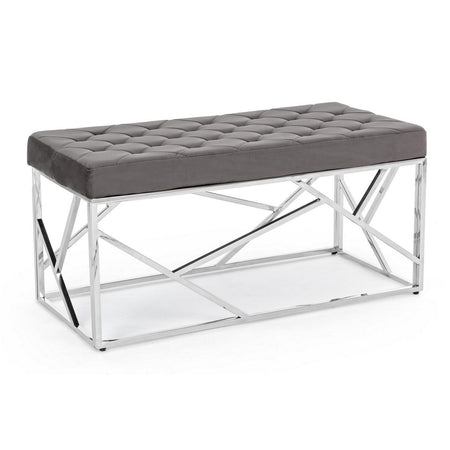 Panchetta per interno "Rayan" con seduta in velluto, color grigio da 97 x 44 cm