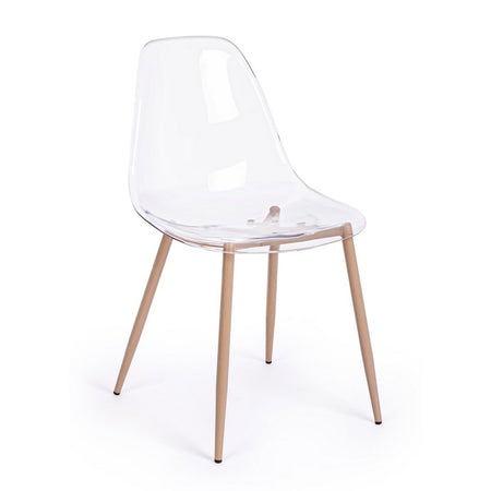 Sedia "Mandy" con gambe in acciaio verniciate effetto legno naturale, per arredo interno 53 x 46 x h 82 cm