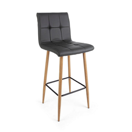 Sgabello da bar Bruce per interno, Gambe In Tubolare Di Acciaio Verniciato Effetto Legno, 46 x 40 x 108 cm