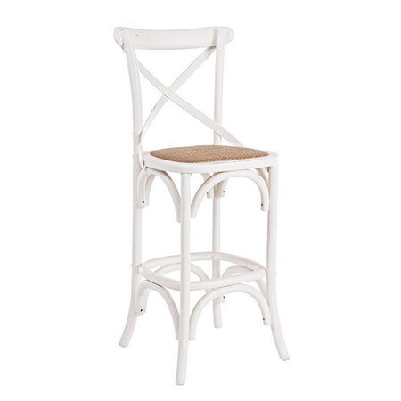 Sgabello da bar Cross per interno, Struttura In Legno Di Olmo, 50 x 52 x 118 cm