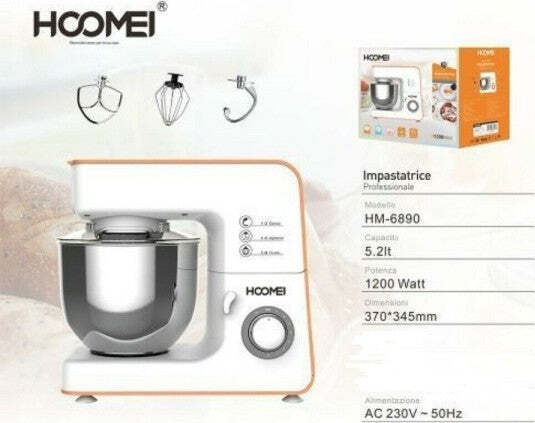 Impastatrice-Professionale-Robot-Cucina-5,2-Lt-1200w-Planetaria-Hoomei-Hm-6890