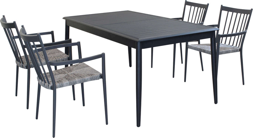 IMPERIUM---set-tavolo-in-alluminio-cm-160/240x90x76-h-con-4-sedute-Antracite-Milani-Home