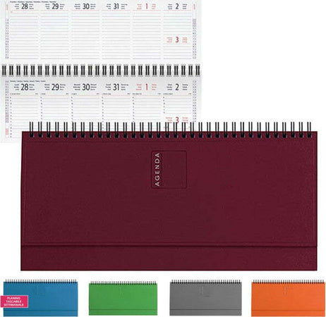 In-Agenda-Anno-Settimanale-Spirale-Diario-30x15cm-Rigida-Da-Tavolo-Vari-Colori