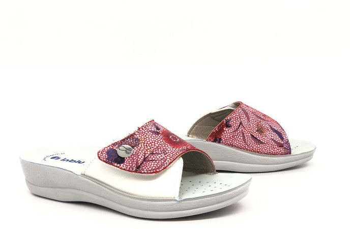 INBLU Ciabatta donna aperta con strappo rosso