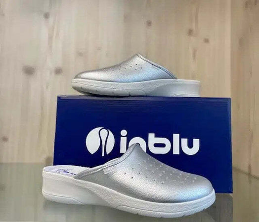INBLU Ciabatta sanitaria donna argento metallizzato