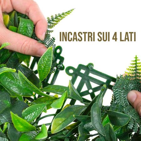 Pannelli Verde Verticale 50×50 cm Ultra-realistici e folti, per interno/esterno BOSSO E FOGLIE VIOLA - Eternal Parquet - Eternal Parquet