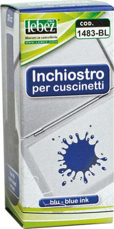 Inchiostro per cuscinetti - 30 ml - senza olio - blu - Lebez Cancelleria e prodotti per ufficio/Archivio ufficio e accessori per scrivania/Etichette divisori per schedario e timbri/Timbri e materiali per timbri/Tamponi asciuga inchiostro Eurocartuccia - Pavullo, Commerciovirtuoso.it