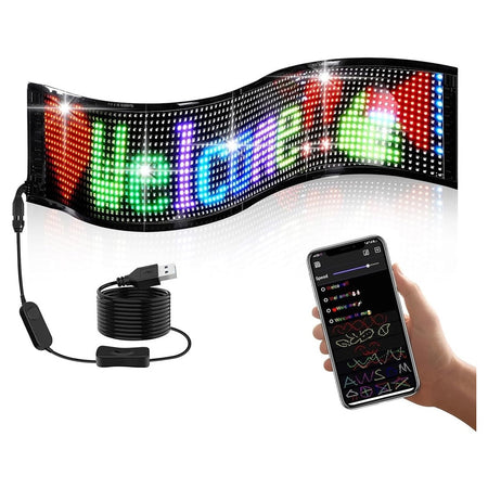 Insegna A Led Programmabile Controllo App Bluetooth A Scorrimento Usb Pieghevole Auto
