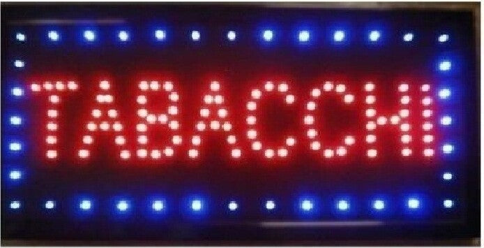 INSEGNA LUMINOSA INSEGNE LUMINOSE A LED CON SCRITTA TABACCHI Trade Shop italia - Napoli, Commerciovirtuoso.it