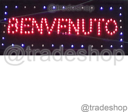 INSEGNA LUMINOSA A LED SCRITTA BENVENUTO PER BAR NEGOZI UFFICI COMMERCIO Trade Shop italia - Napoli, Commerciovirtuoso.it