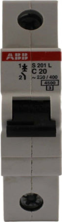 Interruttore-magnetotermico-1-polo-1-modulo-20A-curva-C-ABB