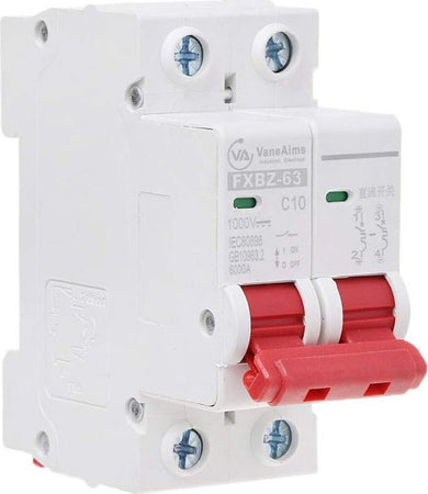 Interruttore Magnetotermico di Sicurezza FXBZ-63 C10 1000V per Fotovoltaico Fusibile Automatico - DIN Da Quadro Elettrico