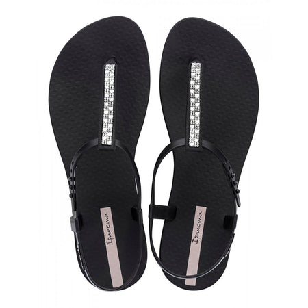 Sandalo nero Ipanema Class Chic da donna con cinturini decorati in catena metallizzata
