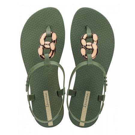 Sandali Ipanema Class Connect II donna green bronze con catena metallizzata e suola ispirata alla spiaggia di Ipanema