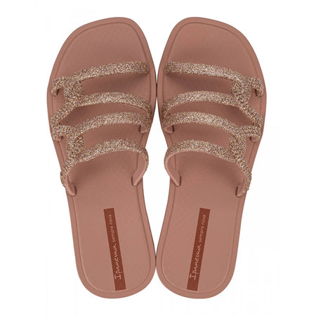 Sandali donna rosa glitter Ipanema Solar Glow Slide con suola decorata e design glamour
