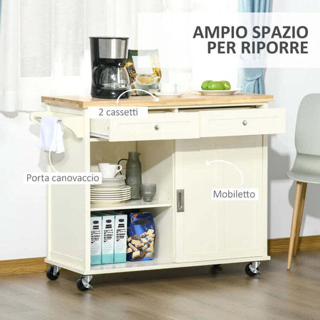 Isola-per-Cucina-per-Utensili-e-Accessori-con-Cassetti,-Armadietto-e-Portasciugamani,-110x49.5x89.5-cm,-Bianco-KY7801-171KY7