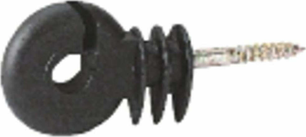 Isolatore nero ad anello con vite per legno ø 6mm confezione da 25 pezzi