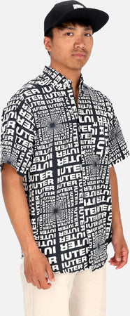 IUTER-Camicia-Manica-Corta-Uomo-Optical-S/s-Shirt-Black-da-uomo