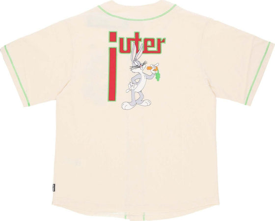 IUTER-Casacca-Bottoni-Uomo-Looney-Tunes-Baseball-Shirt-Cream-da-uomo