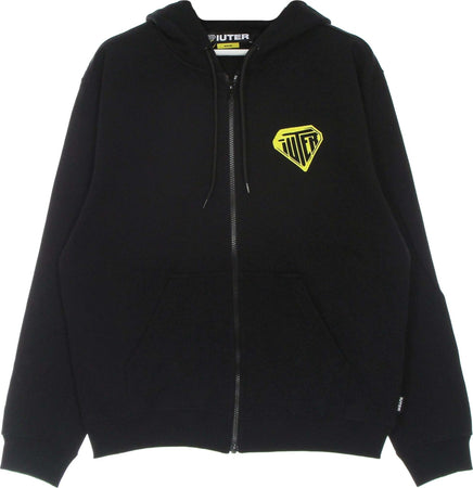 IUTER-Felpa-Leggera-Cappuccio-Zip-Uomo-Stencil-Zip-Hoodie-Black-da-uomo