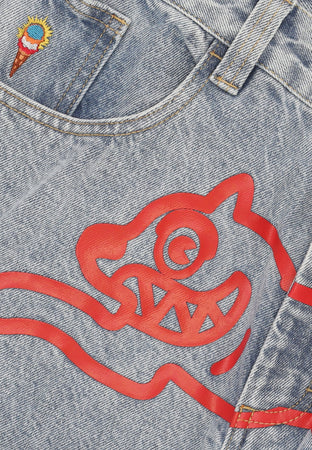 ICE CREAM Jeans Uomo Running Dog Double Scoop Denim Pant Light Wash Blue da uomo