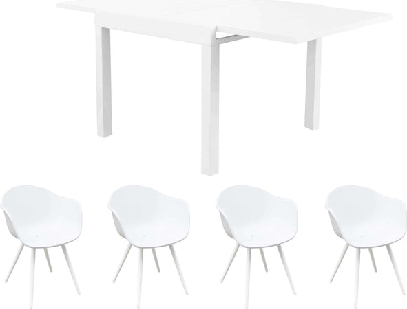 JERRI---set-tavolo-da-giardino-in-alluminio-con-4-sedie-90/180x90-Bianco-Milani-Home