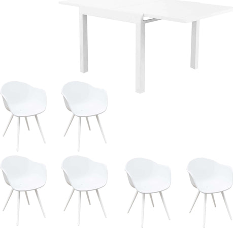 JERRI---set-tavolo-da-giardino-in-alluminio-con-6-sedie-90/180x90-Bianco-Milani-Home