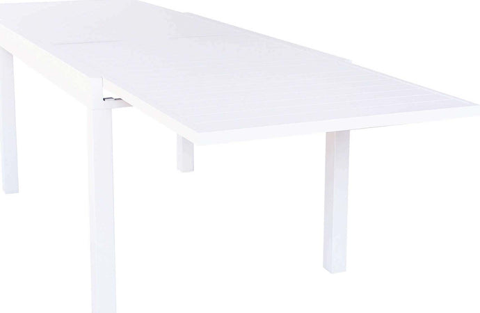 JERRI---set-tavolo-in-alluminio-cm-135/270x90x75-h-con-6-sedute-Bianco-Milani-Home