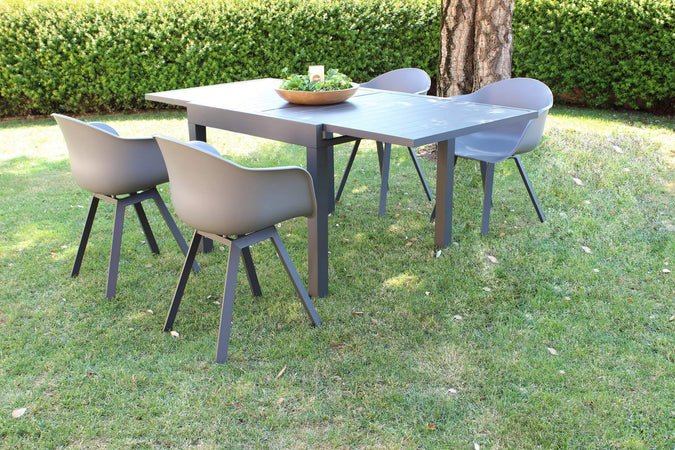 JERRI---set-tavolo-in-alluminio-cm-90/180x90x75-h-con-4-sedute-Antracite-Milani-Home