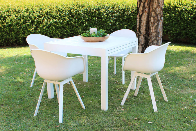 JERRI---set-tavolo-in-alluminio-cm-90/180x90x75-h-con-4-sedute-Bianco-Milani-Home