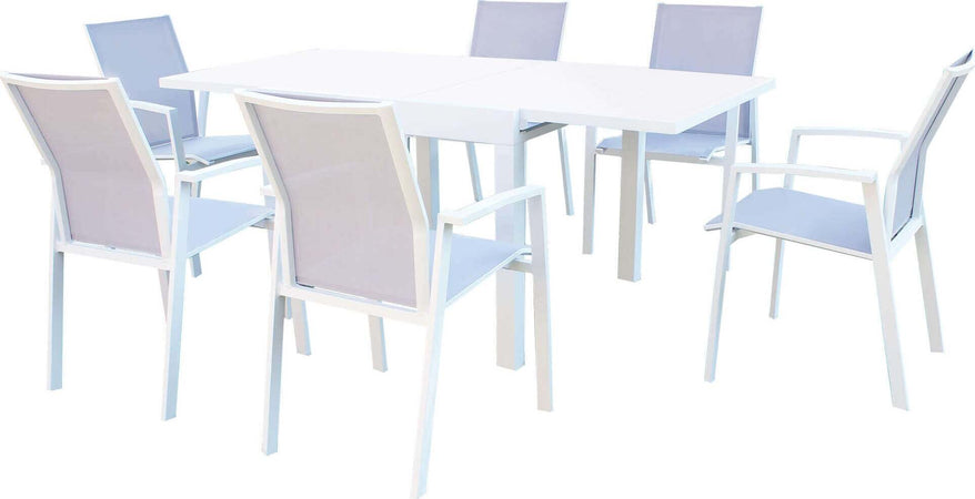 JERRI---set-tavolo-in-alluminio-cm-90/180x90x75-h-con-6-sedute-Bianco-Milani-Home