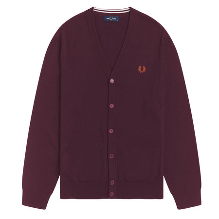 Fred Perry Cardigan Uomo Tinta Unita 100% Cotone Maniche Lunghe Maglione Pullover con Bottoni Logo Ricamato Collo A Scialle