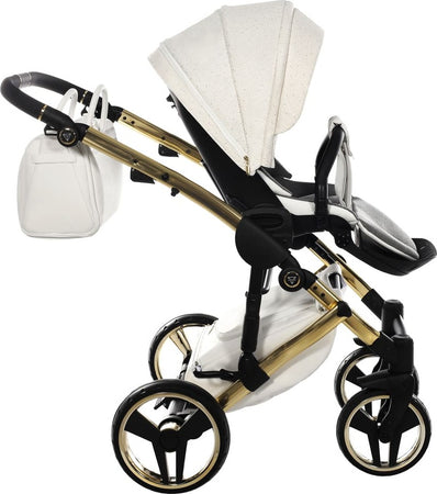 Junama Starry Night 3 in 1 Tessuto Bianco Telaio Oro Giallo Dettagli Bianco Ecopelle Prima infanzia/Passeggini carrozzine e accessori/Passeggini e carrozzine/Sistemi modulari La Casa Del Bebè - Napoli, Commerciovirtuoso.it
