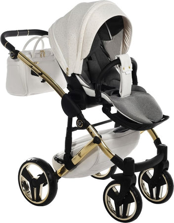 Junama Starry Night 3 in 1 Tessuto Bianco Telaio Oro Giallo Dettagli Bianco Ecopelle Prima infanzia/Passeggini carrozzine e accessori/Passeggini e carrozzine/Sistemi modulari La Casa Del Bebè - Napoli, Commerciovirtuoso.it