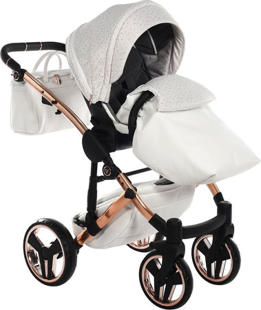 Junama Starry Night 3 in 1 Tessuto Bianco Telaio Oro Rosa Dettagli Bianco Ecopelle Prima infanzia/Passeggini carrozzine e accessori/Passeggini e carrozzine/Sistemi modulari La Casa Del Bebè - Napoli, Commerciovirtuoso.it