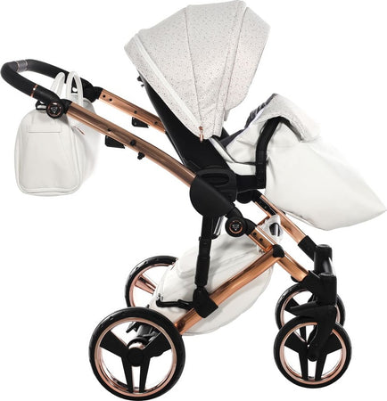 Junama Starry Night 3 in 1 Tessuto Bianco Telaio Oro Rosa Dettagli Bianco Ecopelle Prima infanzia/Passeggini carrozzine e accessori/Passeggini e carrozzine/Sistemi modulari La Casa Del Bebè - Napoli, Commerciovirtuoso.it