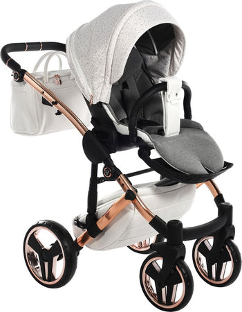 Junama Starry Night 3 in 1 Tessuto Bianco Telaio Oro Rosa Dettagli Bianco Ecopelle Prima infanzia/Passeggini carrozzine e accessori/Passeggini e carrozzine/Sistemi modulari La Casa Del Bebè - Napoli, Commerciovirtuoso.it
