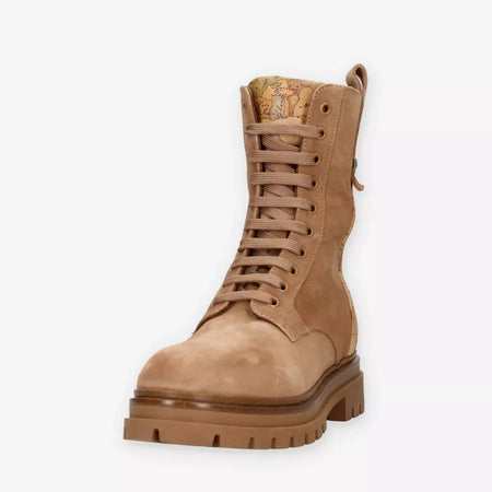 Alviero Martini Prima Classe Anfibi camel e Geo Classic in pelle