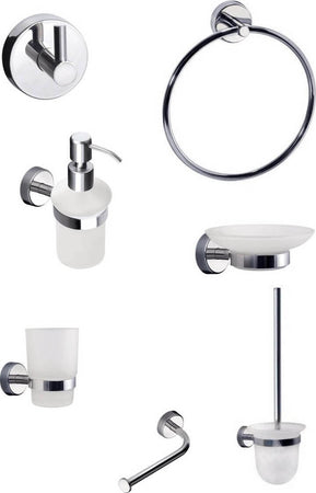 Karag Set Completo Accessori Bagno Vetro Temperato e Finitura Cromata Design Moderno Kit 7 Pezzi. 2x porta asciugamani 1x Porta Rotolo 3x Porta Sapone/Spazzolini 1xPorta Scopino Casa e cucina/Bagno/Accessori e biancheria da bagno per bambini/Accessori/Set di accessori bagno Shopbagno.it - Roma, Commerciovirtuoso.it