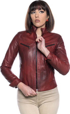 Kelly---Giacca-Donna-Bordeaux-in-Vera-Pelle