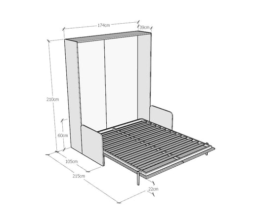 Letto "Bologna" matrimoniale a scomparsa con divano, in legno, con apertura verticale, per camera da letto